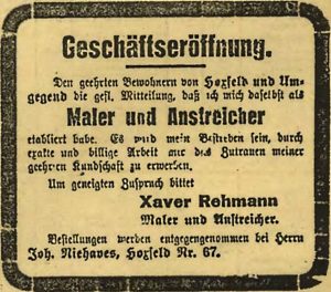 Zeitungsannonce Borkener Zeitung April 1924